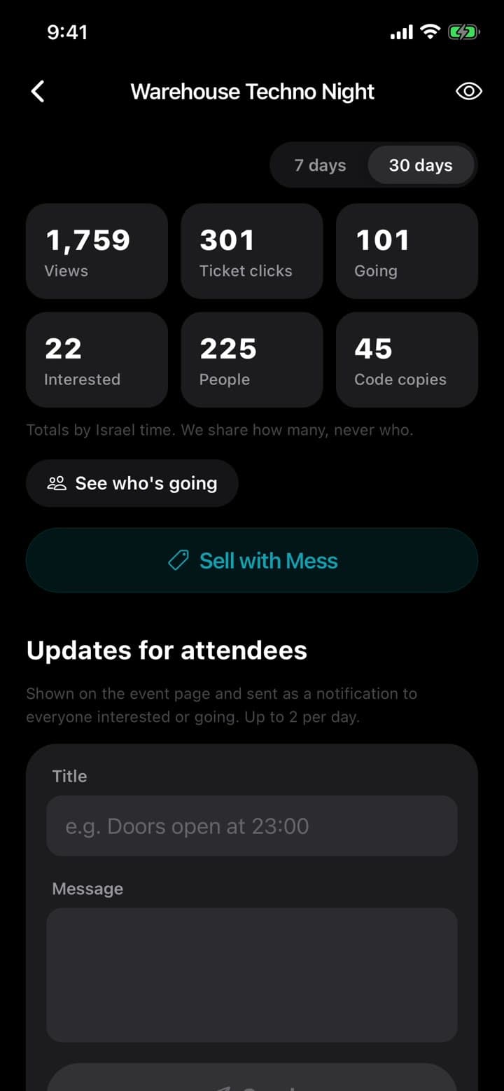 Per-event statistics for a single event